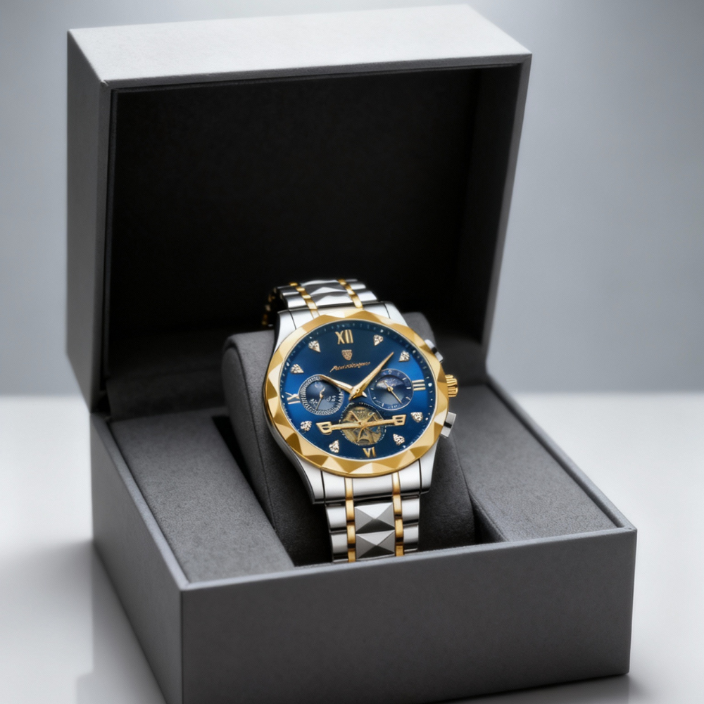 Ceas bărbătesc bicolor placat cu aur