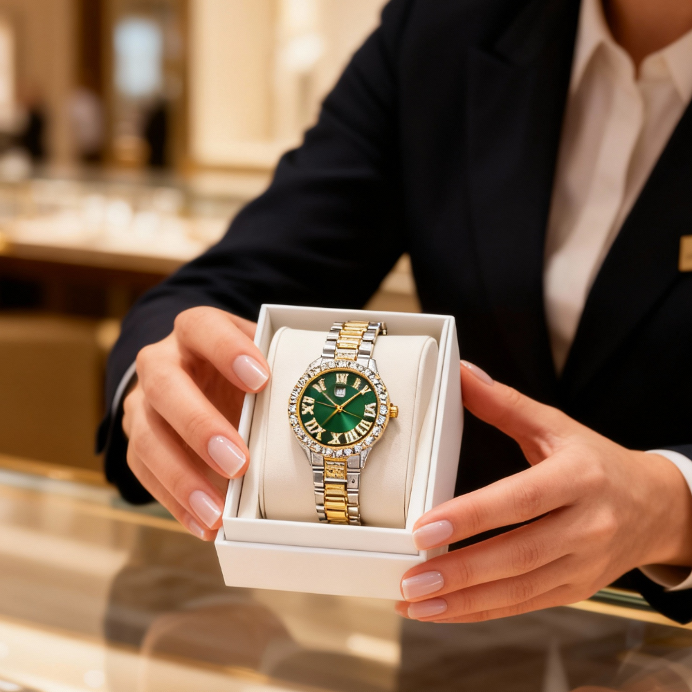 Ceas Smarald cu Pietre Zirconiu