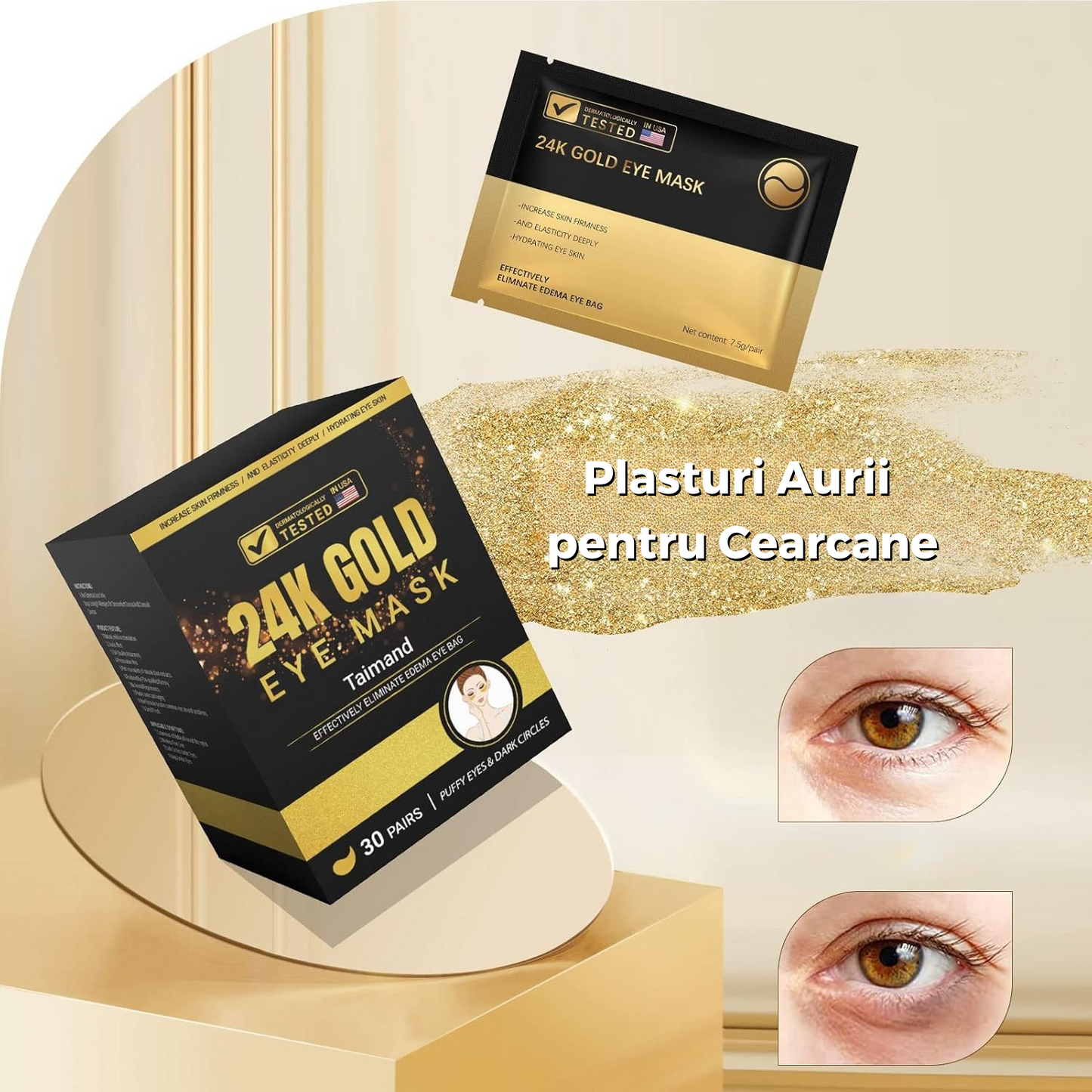 Set de 60 de Plasturi Aurii pentru Cearcane