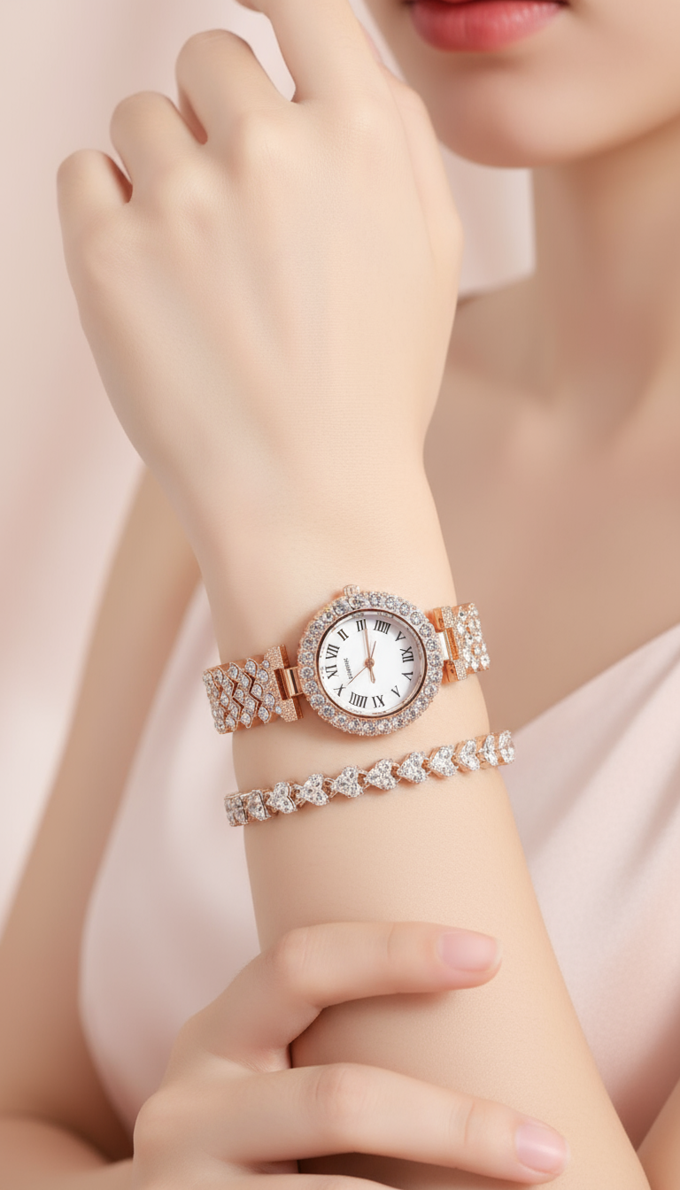 Set Ceas + Bratara Tennis Femei