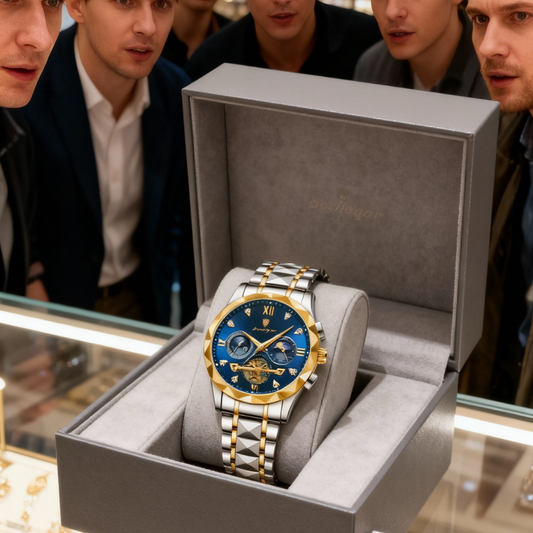 Ceas bărbătesc bicolor placat cu aur