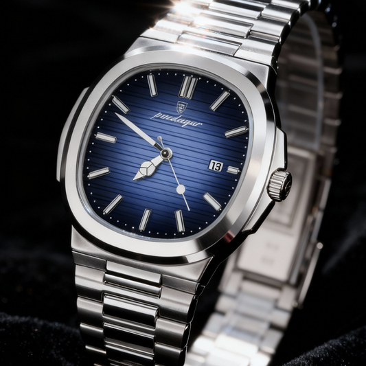 Ceas bărbătesc din oțel cu cadran albastru